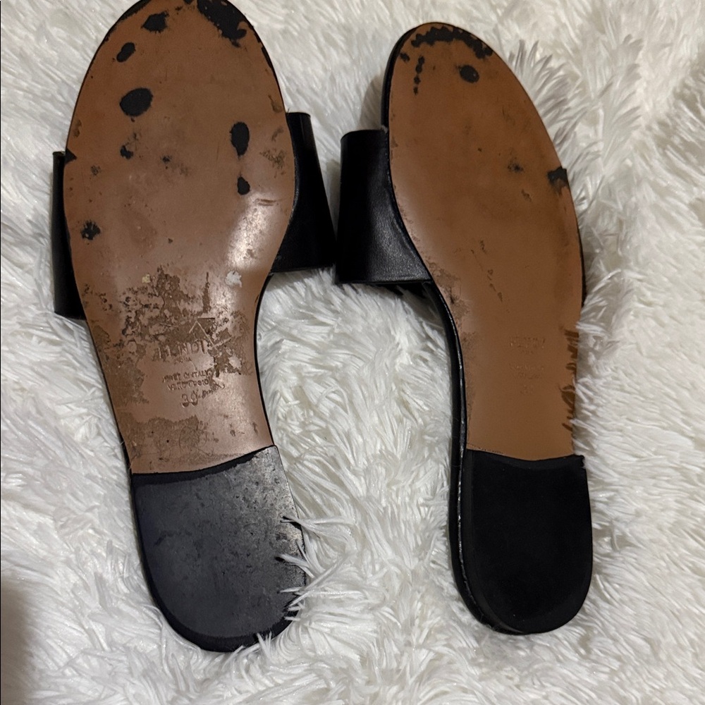 Fendi Black Logo Cutout Slide Sandals - Picture 5 of 7